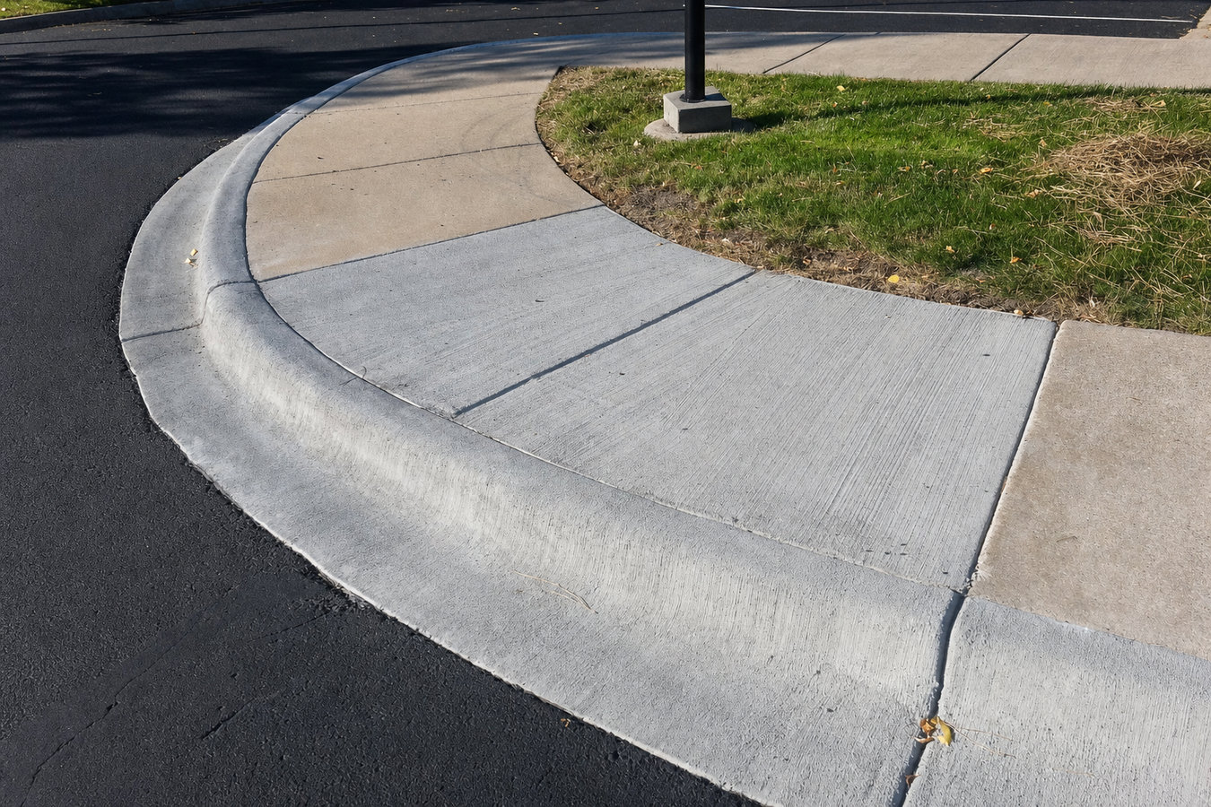 Concrete curbing and sidewalks